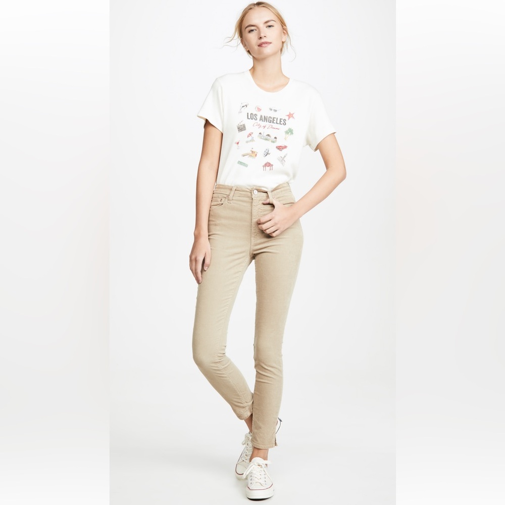 Trave Lawson Jeans / Courds in color called Wet Sand.